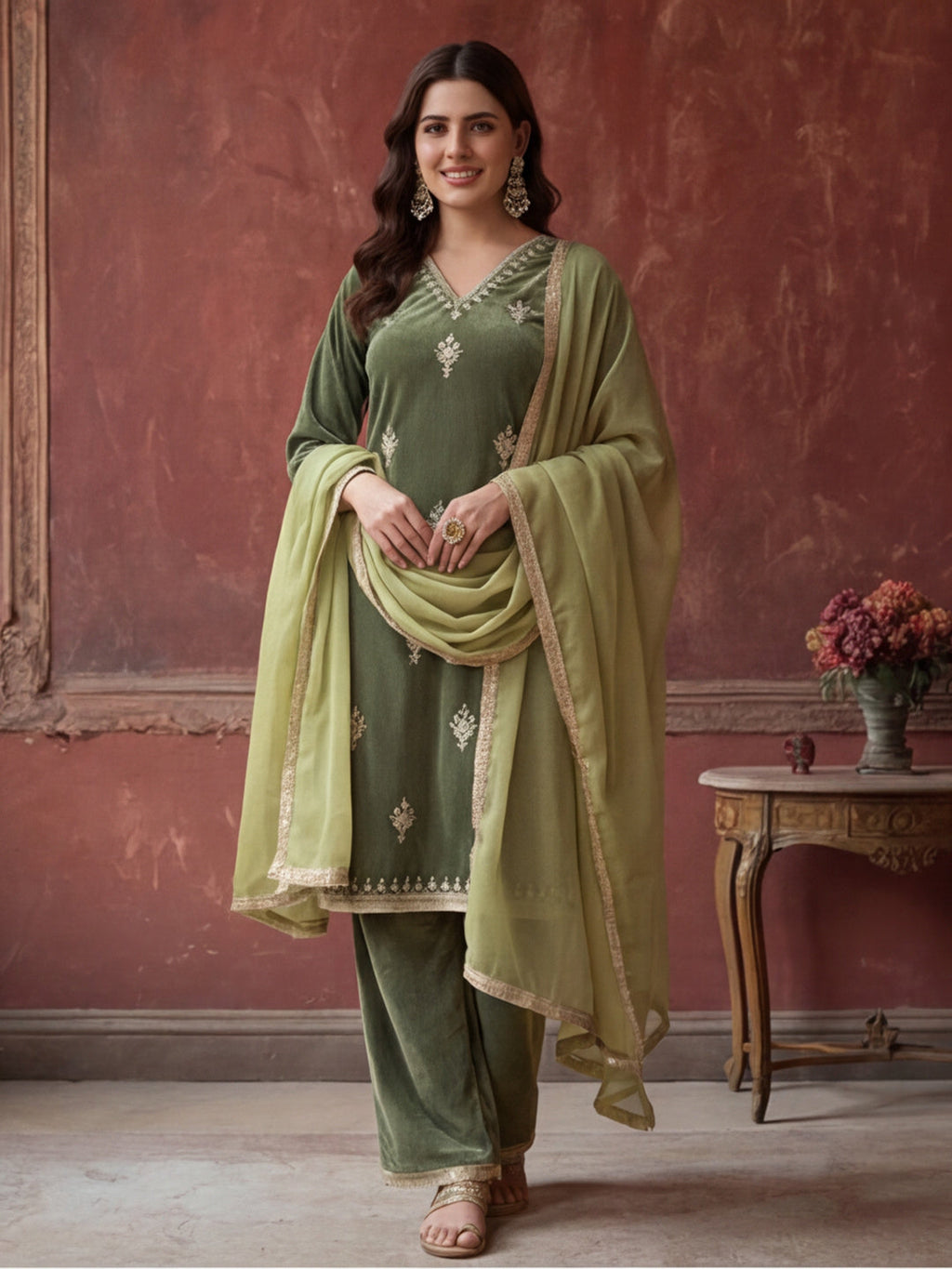 Kurta With Pant & Dupatta Ethnic Kurta Set For Women