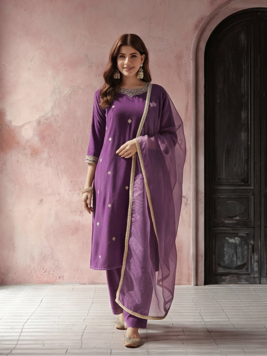 Kurta With Pant & Dupatta Ethnic Kurta Set For Women