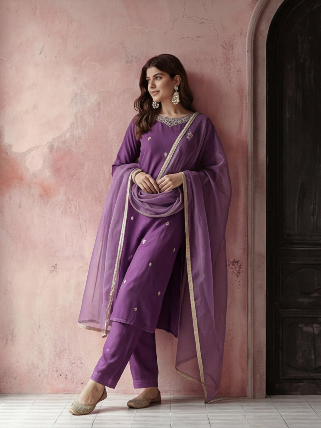 Kurta With Pant & Dupatta Ethnic Kurta Set For Women